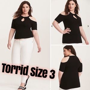 Black Foxy Cutout Cold Shoulder Top